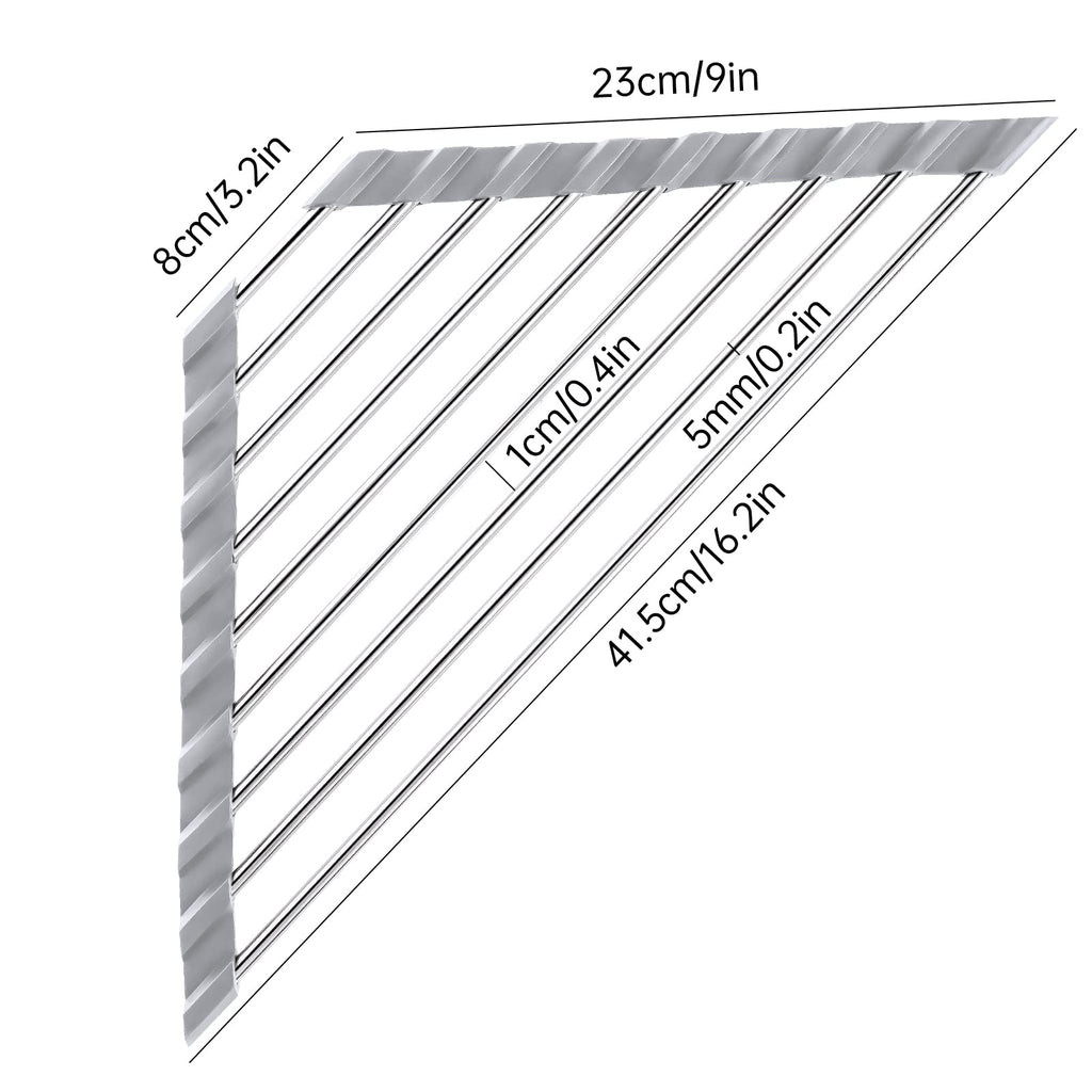 Triangle Foldable Dish Drying Rack, Small Roll-Up - Stainless Steel Over Sink Drainer for Kitchen Sink Corner, Rustproof