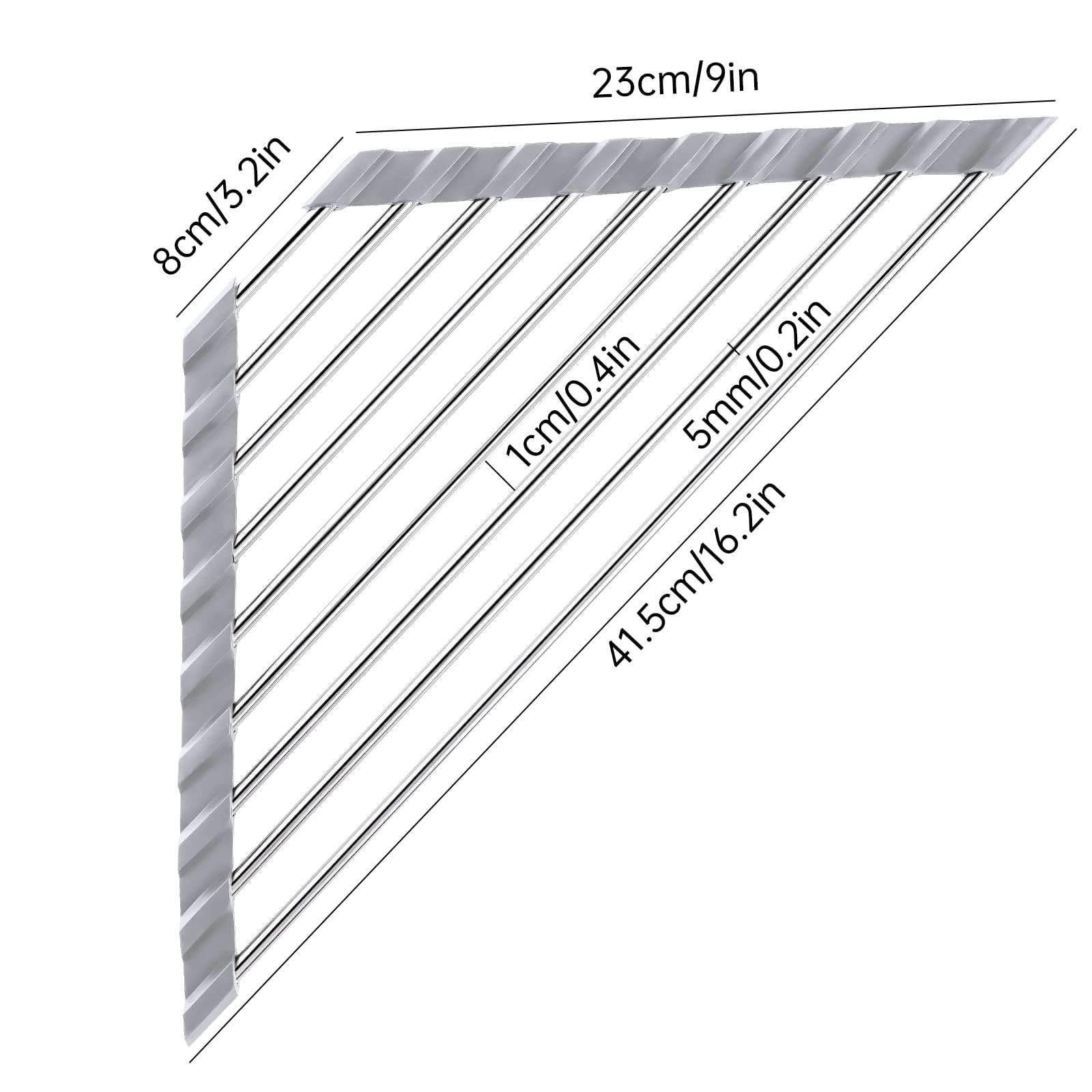 Triangle Foldable Dish Drying Rack, Small Roll-Up - Stainless Steel Over Sink Drainer for Kitchen Sink Corner, Rustproof