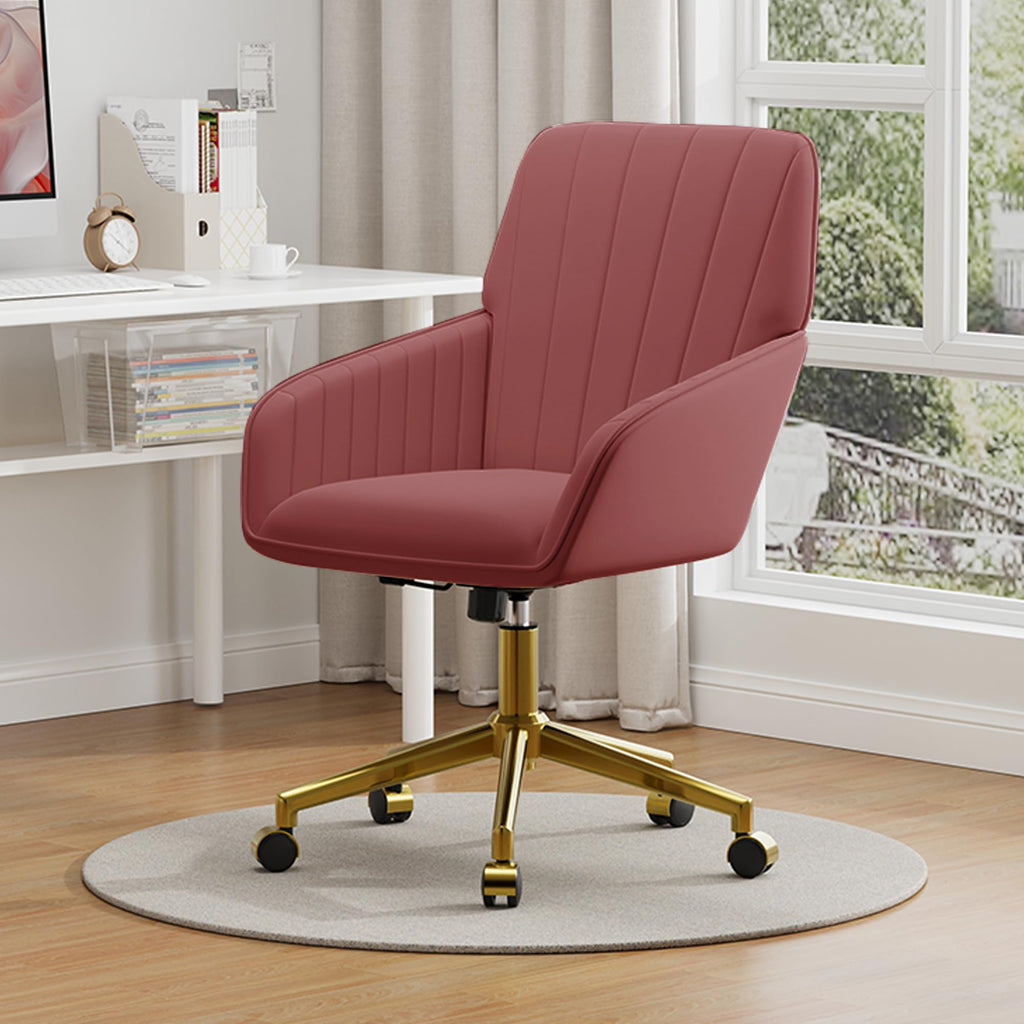 Velvet Modern Cute Chair with Back, Height Adjustable Upholstered Vanity Chair with Swivel Wheels