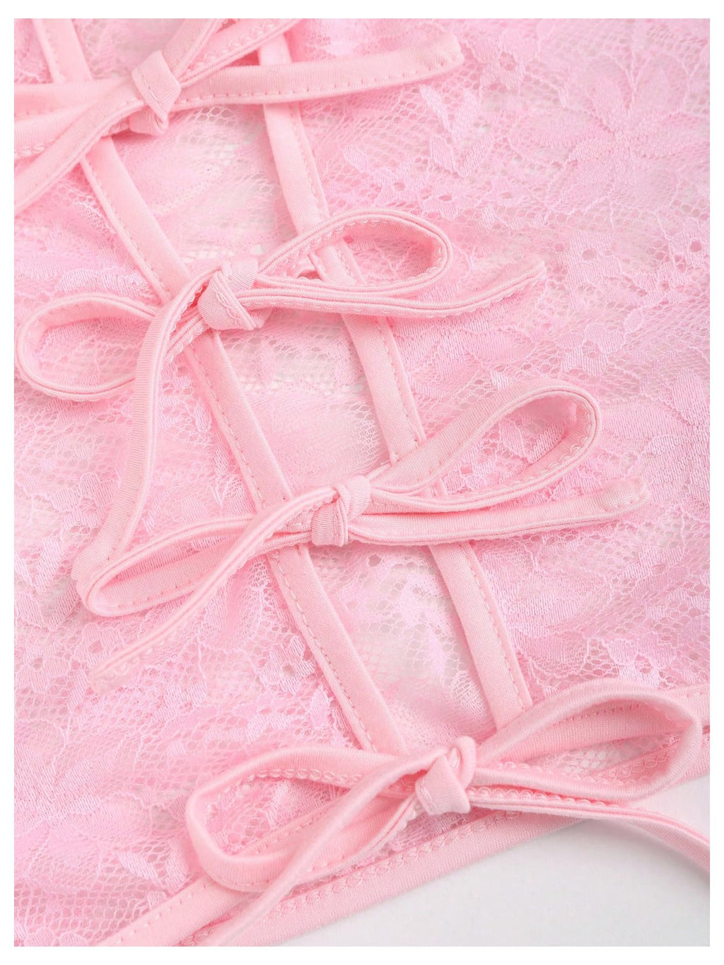 Women's Floral Lace 2 Piece Outfits Tie Front Crop Cami Top with Mini Shorts