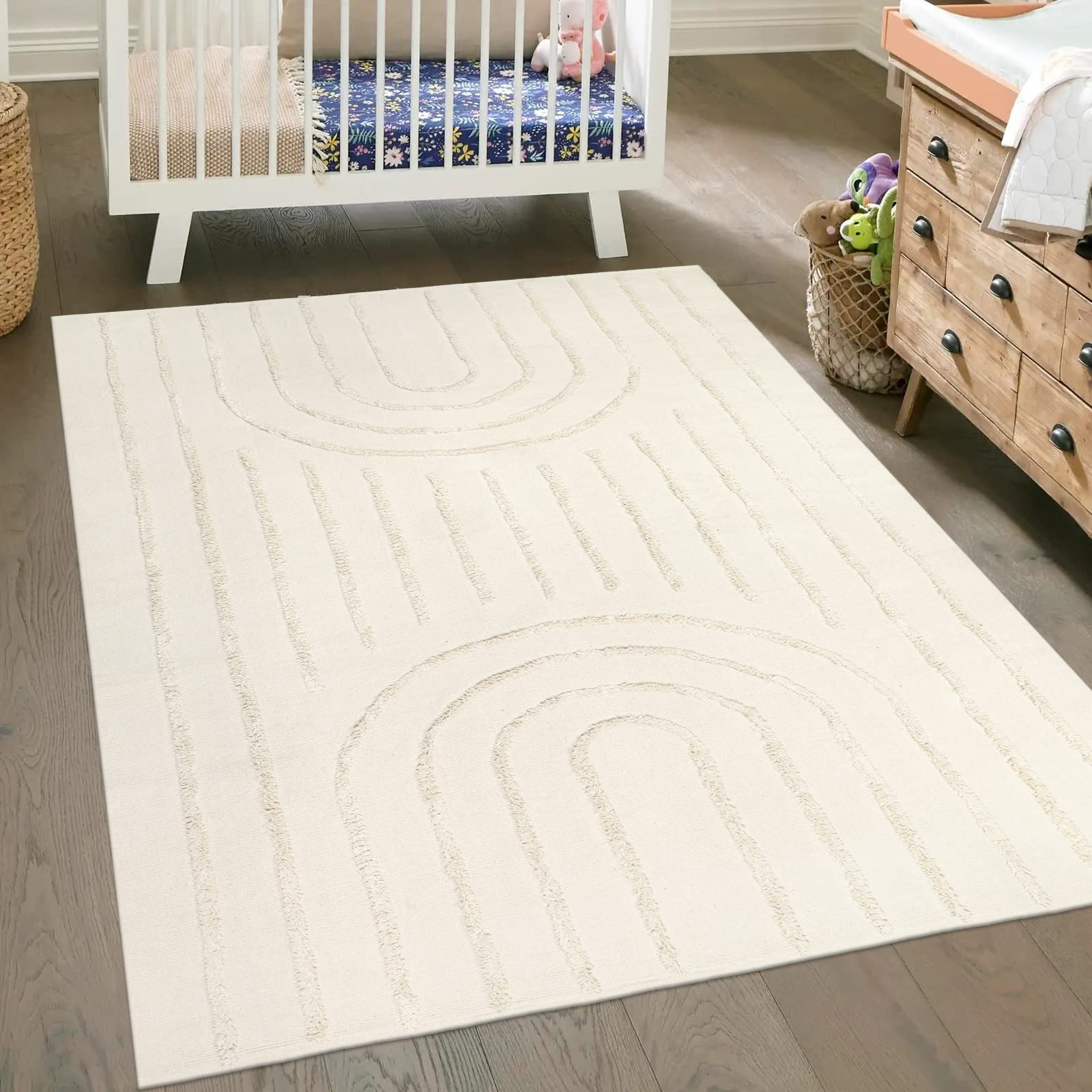 Washable Kitchen Runner Rug - Hand-Woven Bathroom Runner Rug with Tassels, Terracotta Entryway Runner Rug, Tufted Rainbow Bedroom Rug Runner, Hallway Rug for Laundry/Living Room