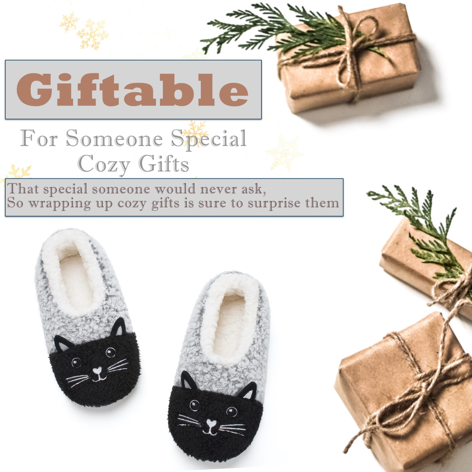 Cute Animal House Slippers - Fuzzy Warm Bedroom Slipper Socks Non-Slip Grippers