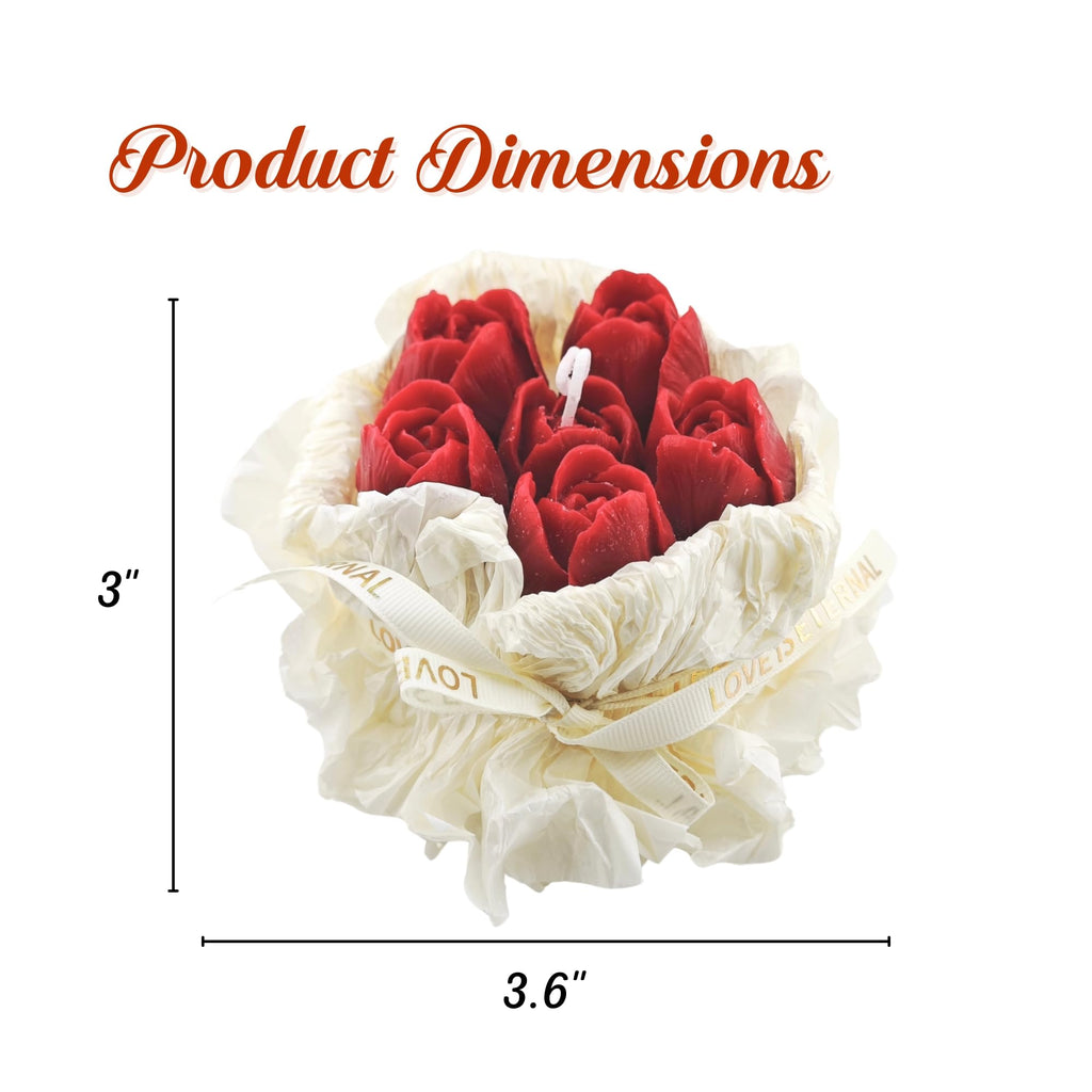 Handmade Floral Bouquet Candle, Scented Peony & Rose Shape, Gift for Women, Home Décor, Aromatherapy, Small (2.8"x2.4", 3 Flowers) & Large (3.6"x3", 5 Flowers)