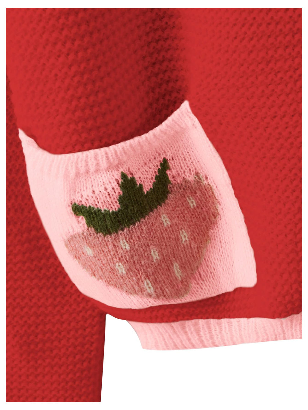 Women's Strawberry Pattern Open Front Bishop Sleeve Casual Cardigan