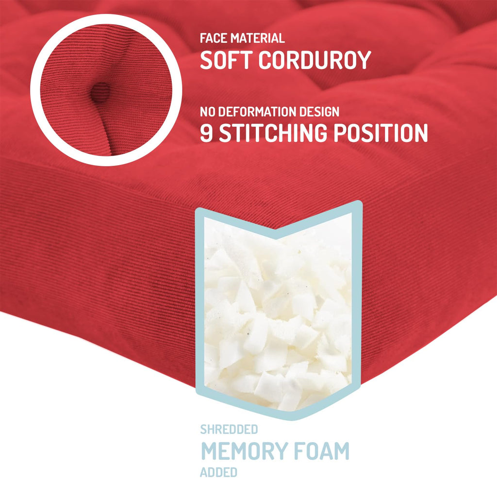 Square Large Pillows Seating Meditation Floor Pillow, Tufted Corduroy Cushion for Living Room