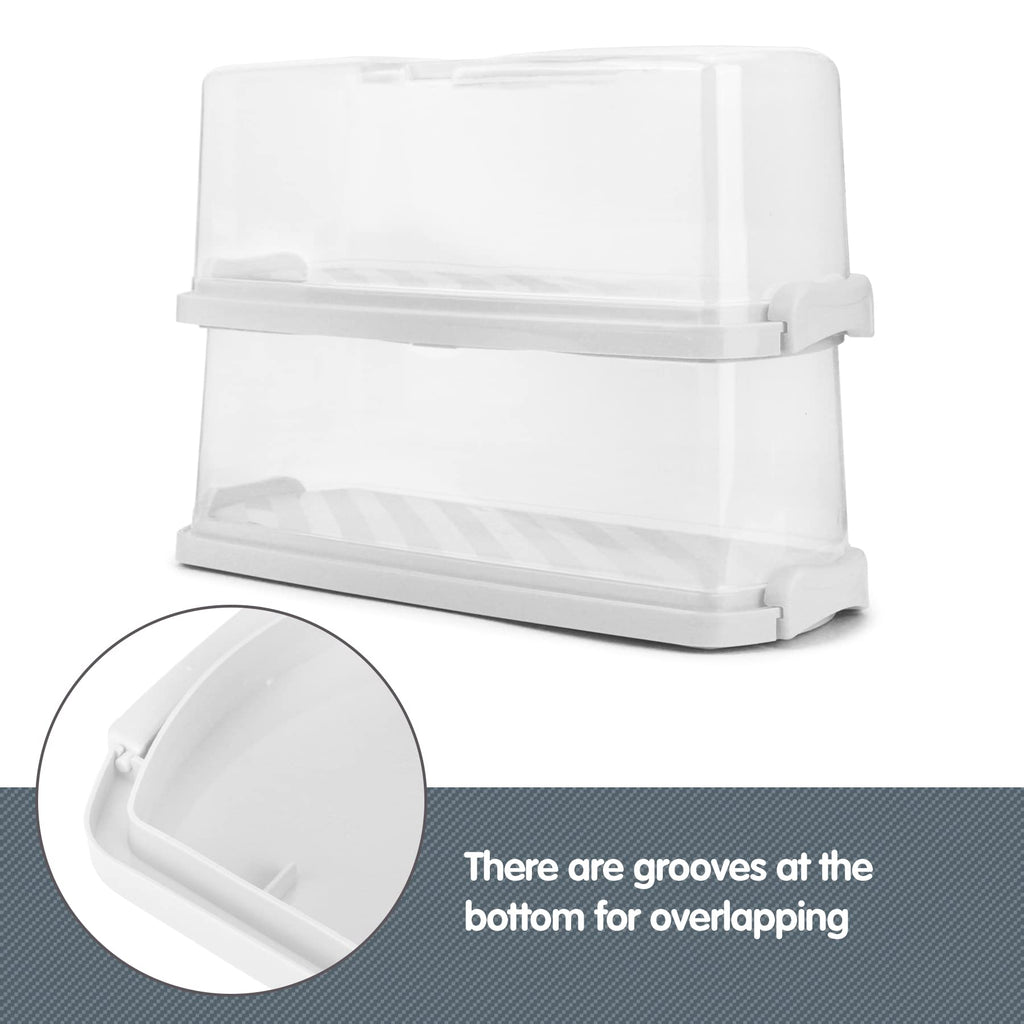 Plastic Rectangular Bread Box with Clear Lid, Loaf Cake Keeper, Portable Bread Keeper Storage Container with Handle