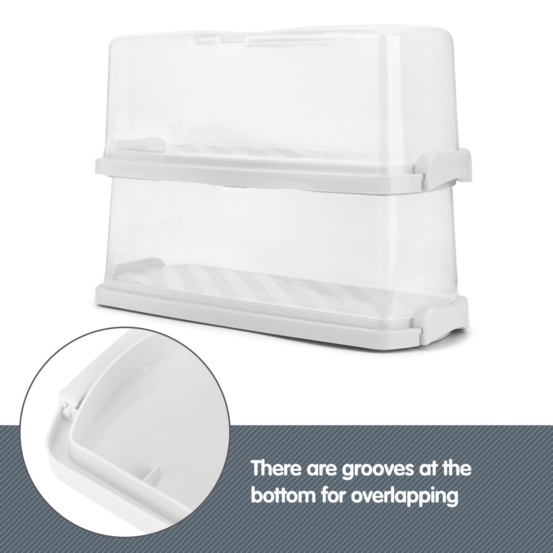 Plastic Rectangular Bread Box with Clear Lid, Loaf Cake Keeper, Portable Bread Keeper Storage Container with Handle