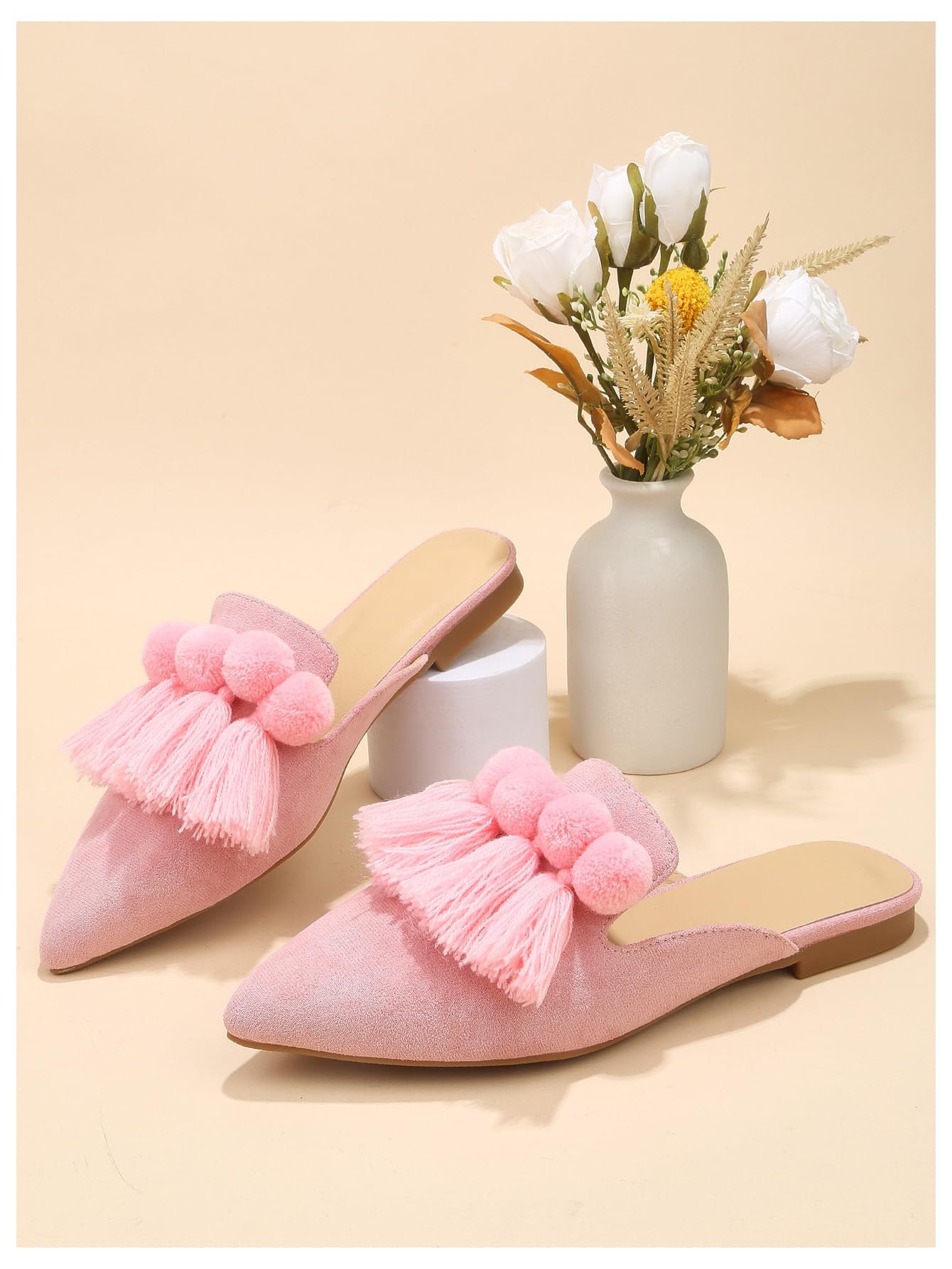 Women's Dress Shoes Slip On Flats Comfortable Pointed Toe Mules Dressy Casual Loafers Shoes