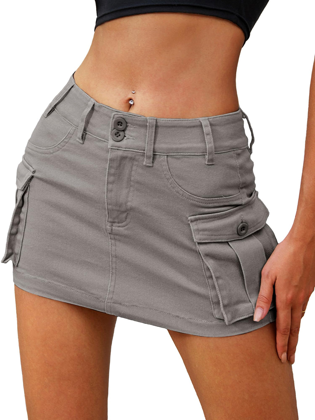 Low Waist Y2k Mini Skirt Cute Denim Skirt with Pockets