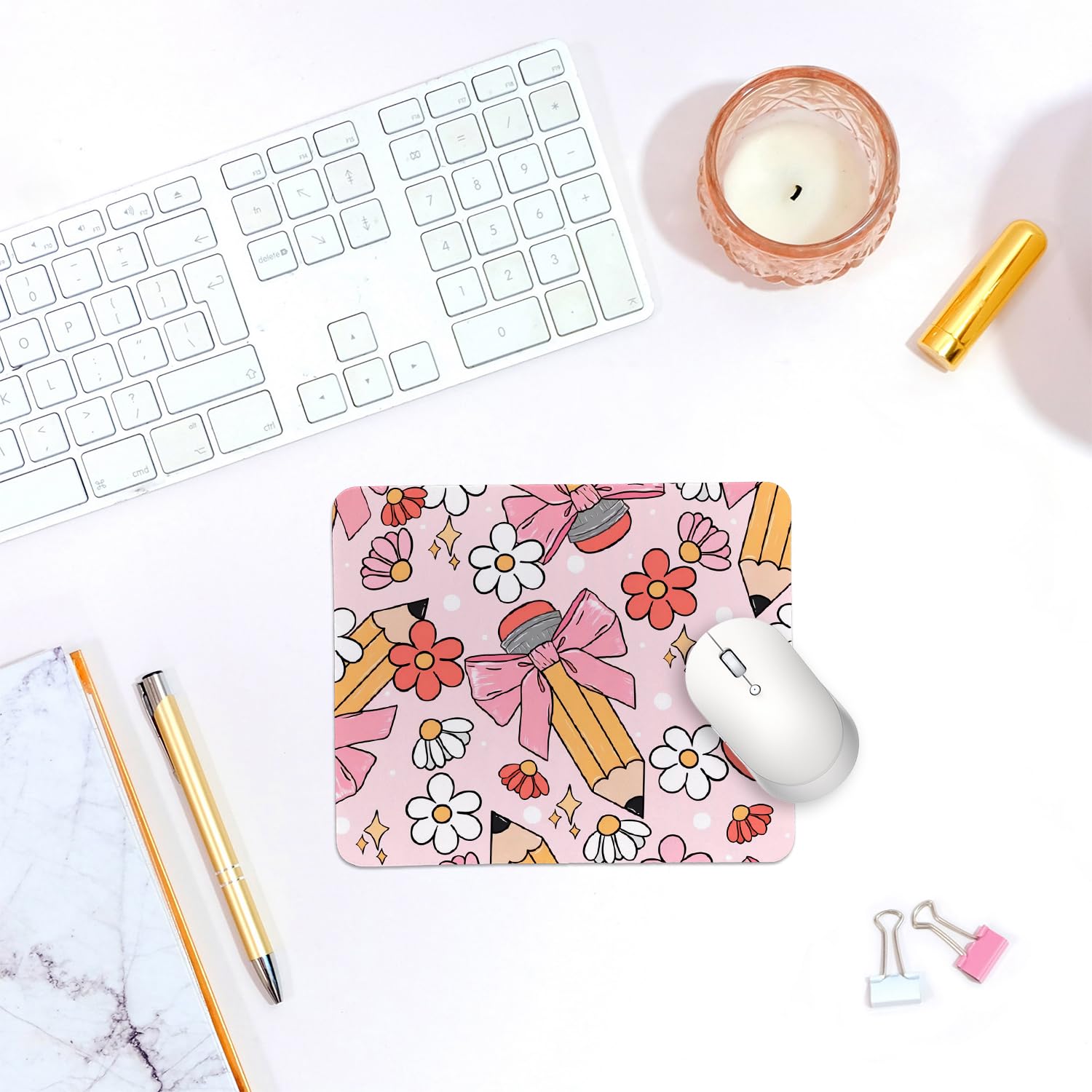 Coquette Bow Mouse Pad, Trendy Mouse Pad, Preppy Cute Mouse Pad for Desk Home Office & Gaming, 9.5x7.9 inches
