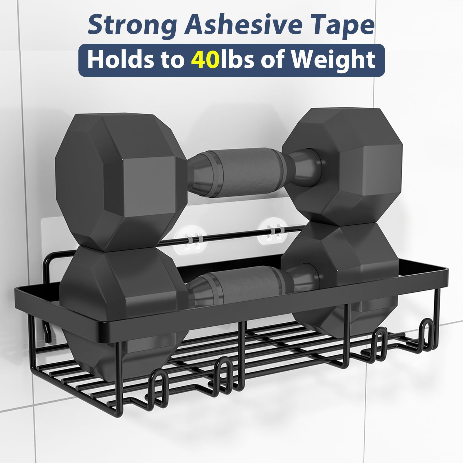 Shower Caddy Organizer Rack Shelf for Inside Shower, Adhesive Bathroom Wall Storage Basket Rustproof Stainless Steel