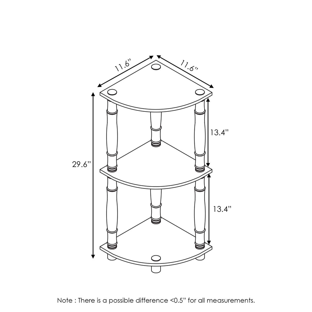 Three-Tier Round Tube Reversible Corner Display Rack Multipurpose Shelving Unit