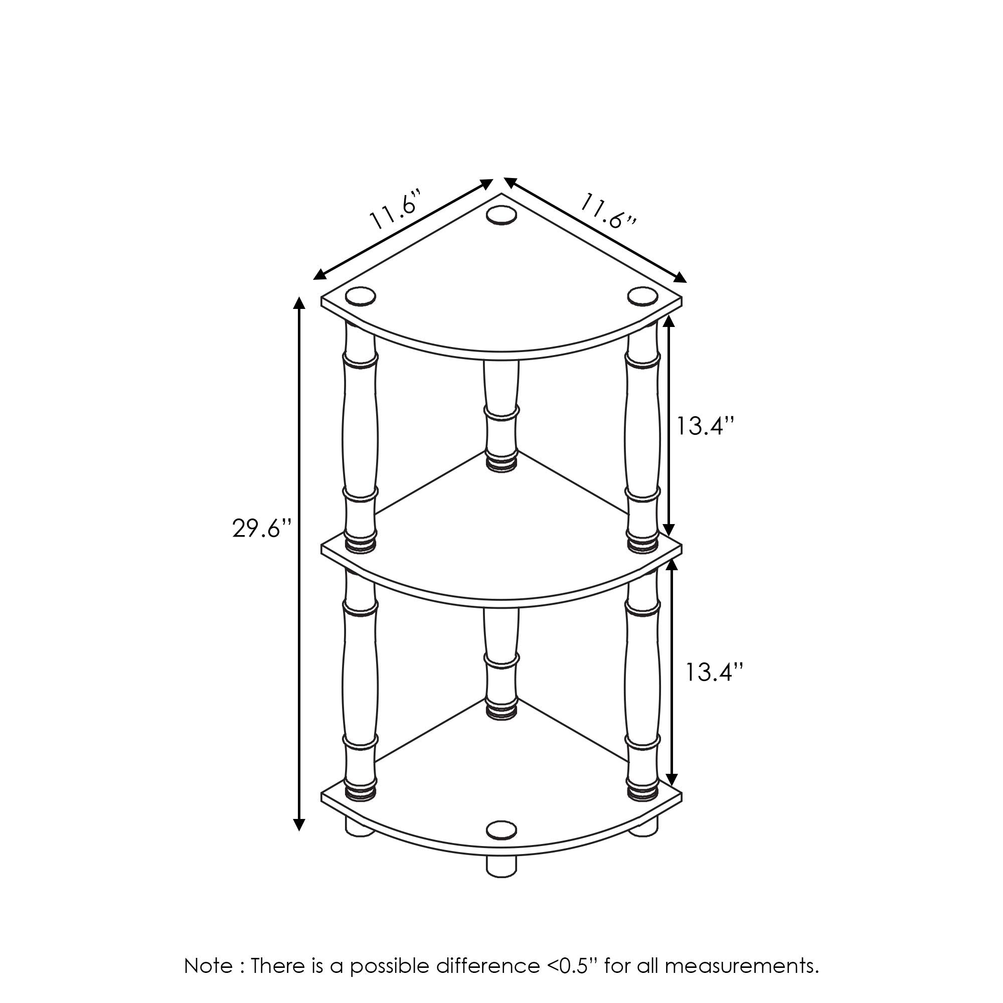 Three-Tier Round Tube Reversible Corner Display Rack Multipurpose Shelving Unit