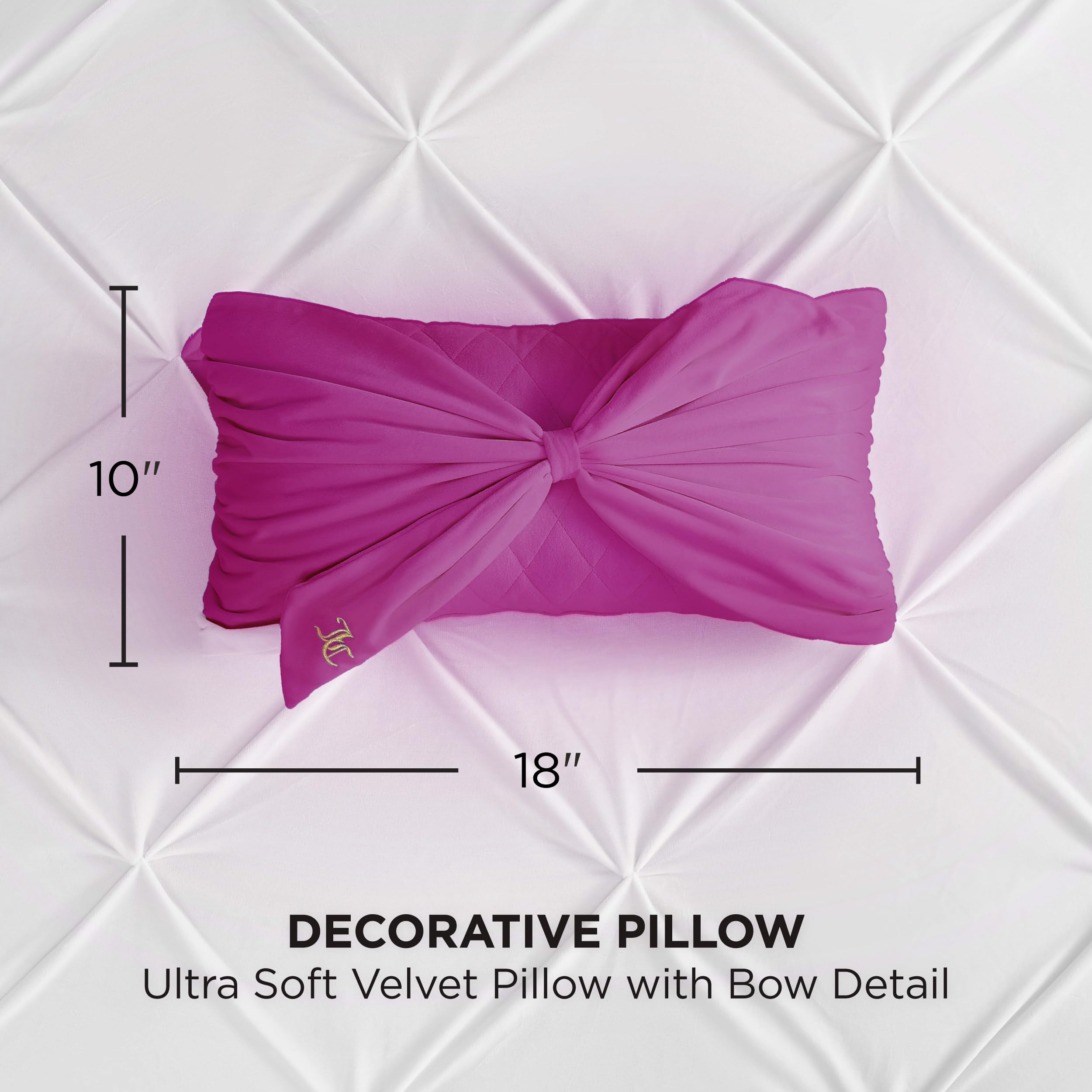 Juicy Couture Rectangle 1-Piece Living Room and Bedroom Décor, Decorative Accent, Premium Reversible Throw Pillow