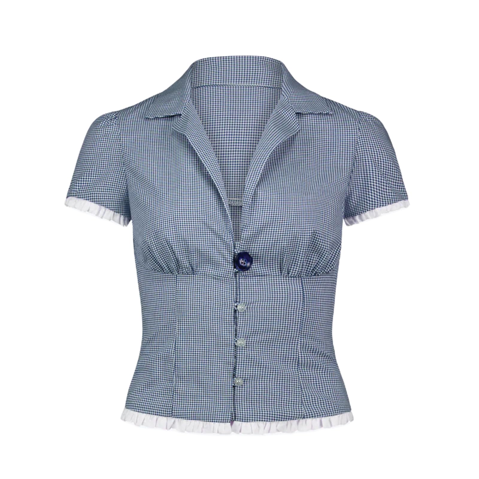 Women Y2k Coquette Button Down Shirt Cute Button Up Cap Sleeve V Neck Preppy Slim Fit Summer 90s Crop Top Blouse