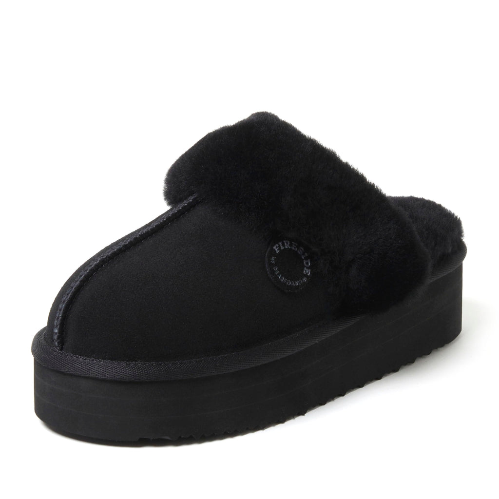 Women's Fireside Melton Genuine Shearling Shearling Platform Slippers Scuff
