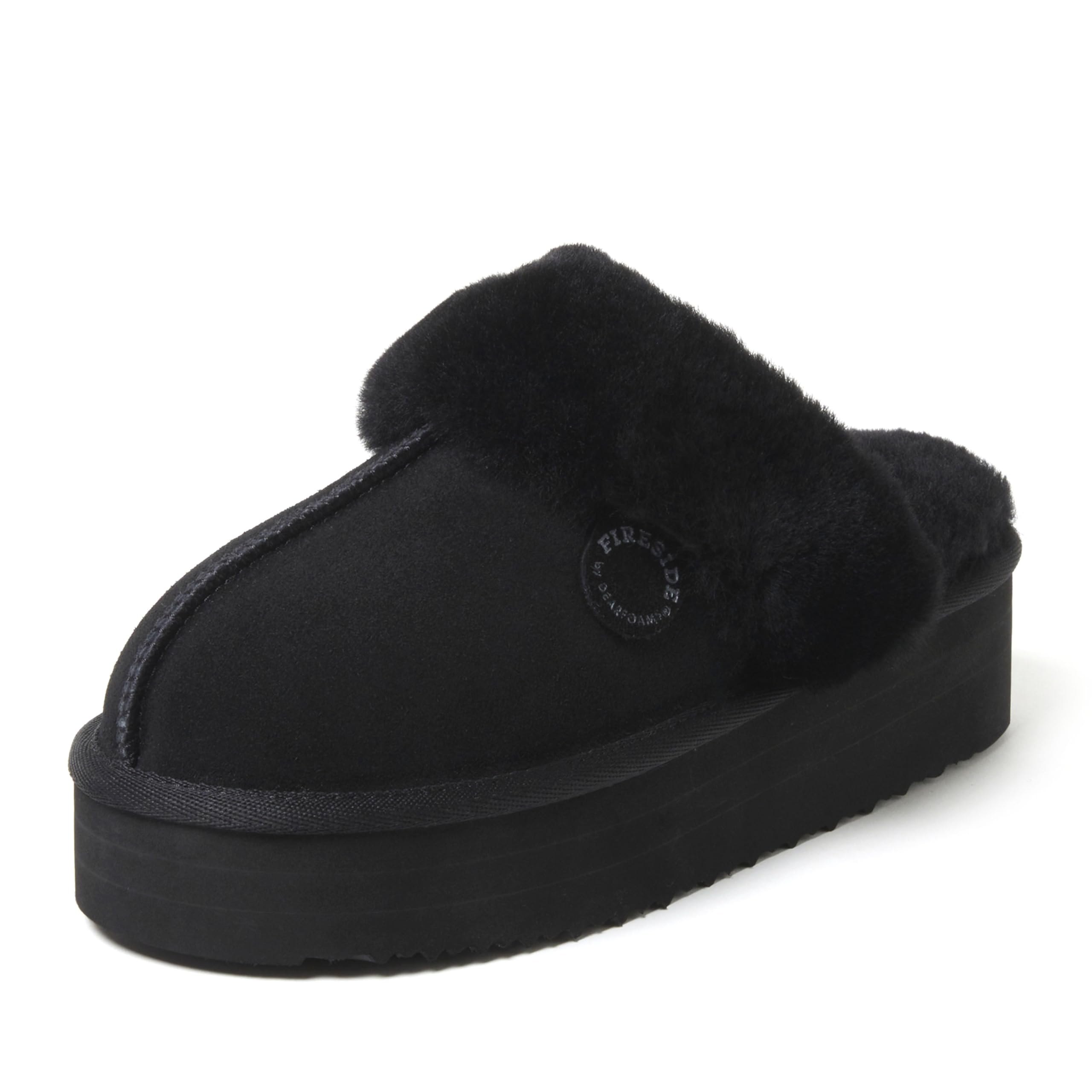 Women's Fireside Melton Genuine Shearling Shearling Platform Slippers Scuff