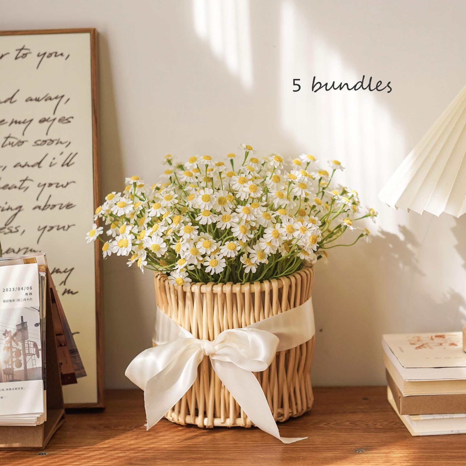 Small White Daisy Artificial Flowers â€?2 Bouquets (12 Pieces), 10-Inch Fake Spring Wildflowers for Party Decor (Vase Not Included)