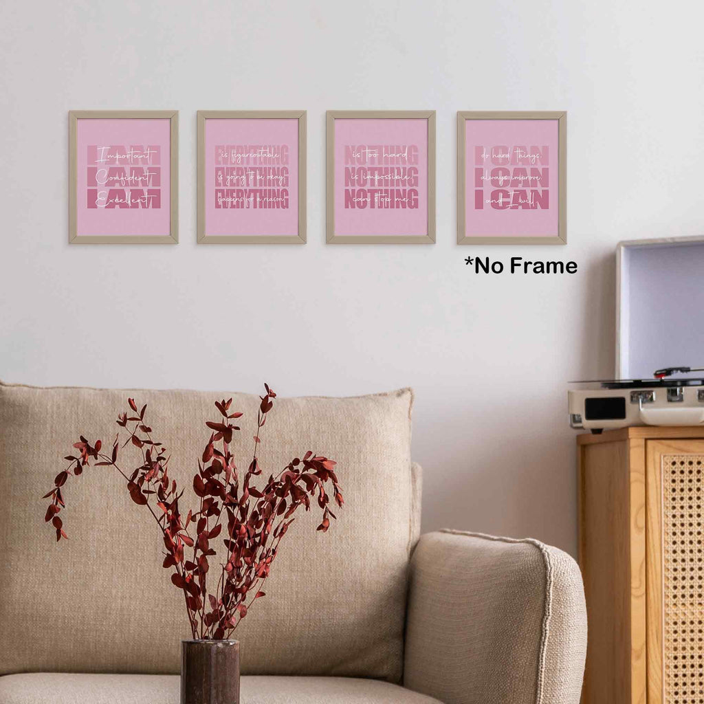 Set of 4 Inspirational Posters â€?Motivational Wall Art for Teen Girls & Women (8x10)