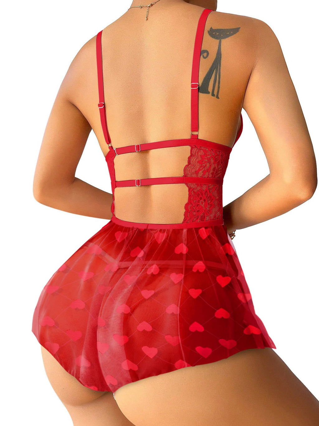 Sexy Floral Lace Mesh Babydoll Lingerie Romper