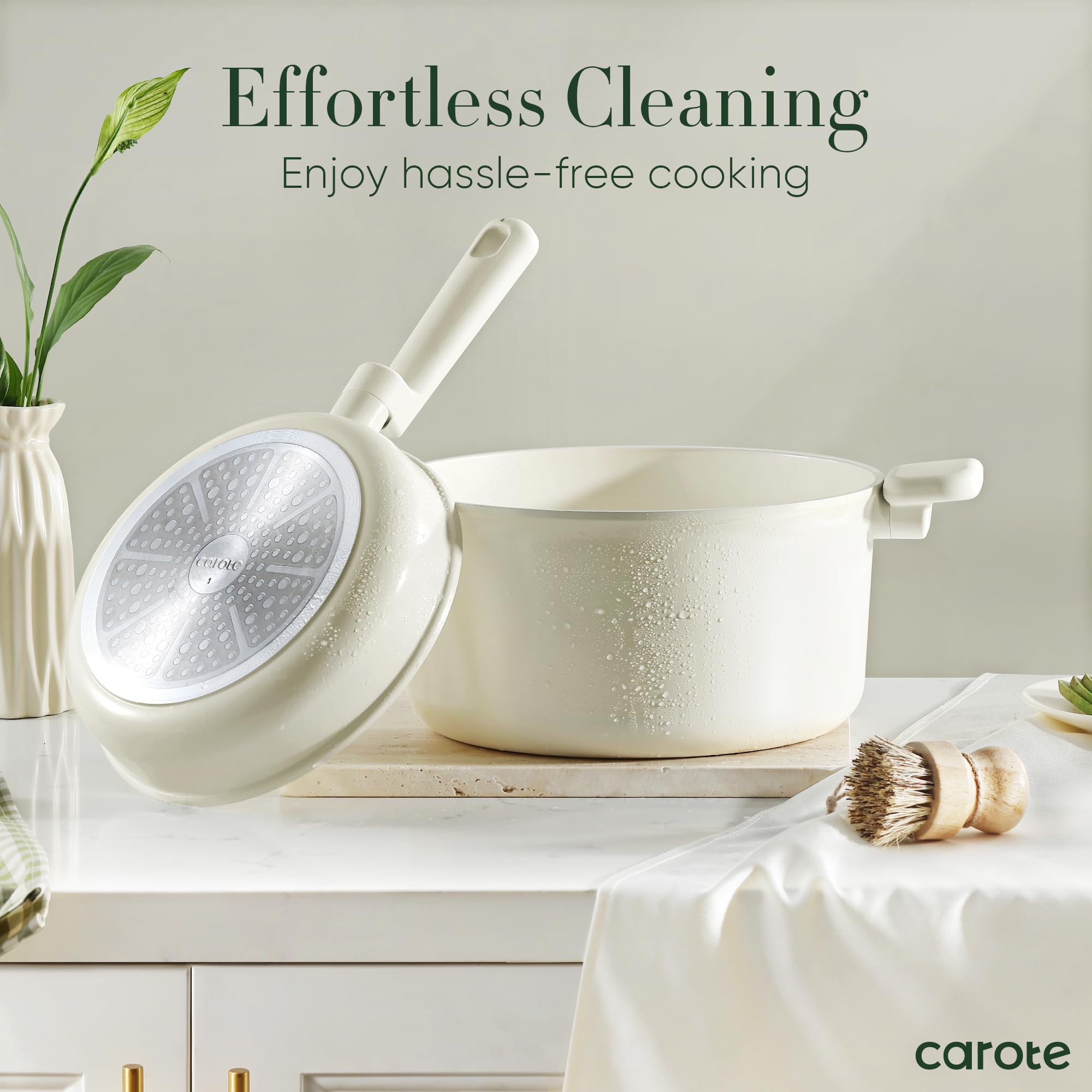 Ceramic Pots and Pans, Nonstick Cookware Set Kitchen Cooking Sets, 14pcs Induction Pot and Pan Non Stick