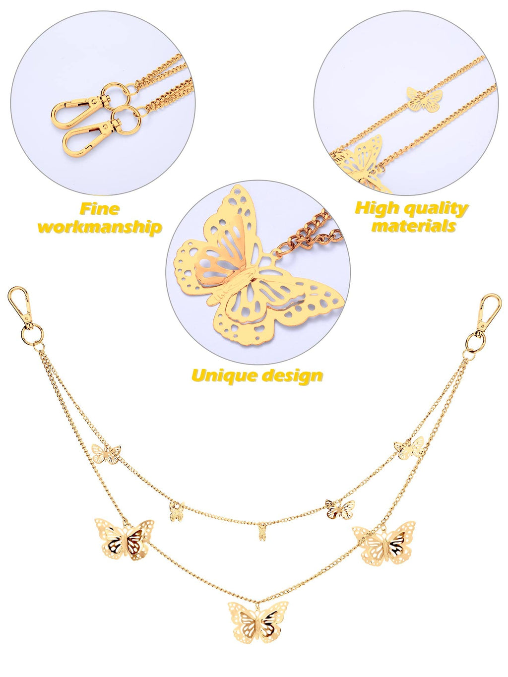 Multi-Layer Chain Belt â€?5-Piece Hip Hop Metal Wallet Chains for Jeans & Pants