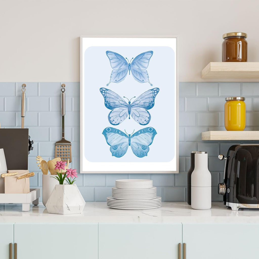 Coquette 12Pcs Blue Wall Decor - Bow Knot Cherry Wall Art Prints Decorative Aesthetic Pictures for Girls Home Office Room Gallery Party, 8 x 10 Inch, Unframed