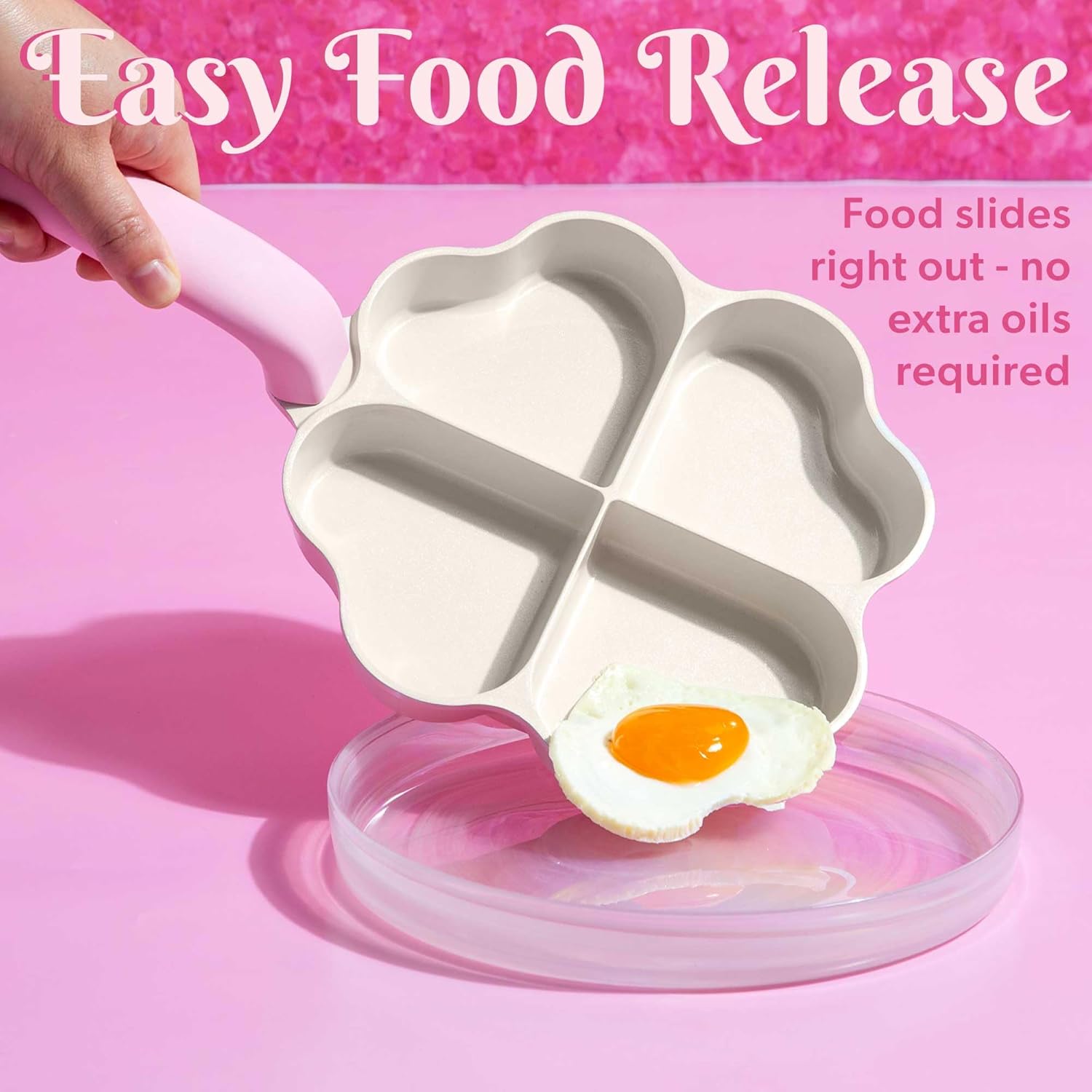 Paris Hilton 8-Inch Pink Heart-Shaped Ceramic Nonstick Divided Fry Pan