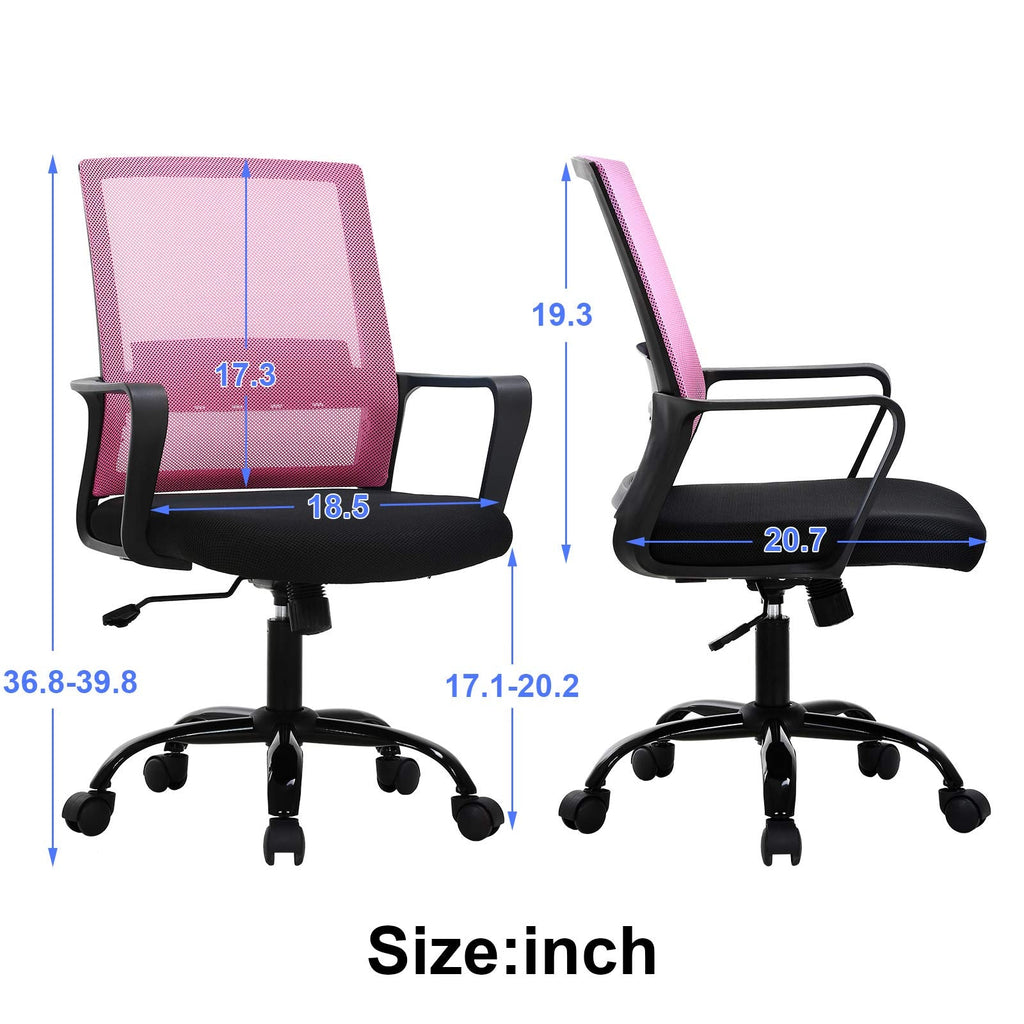 Mid Back Chair with Armrest and Back Support, Modern Executive Adjustable Rolling Swivel Task Chair Comfortable Mesh Chair