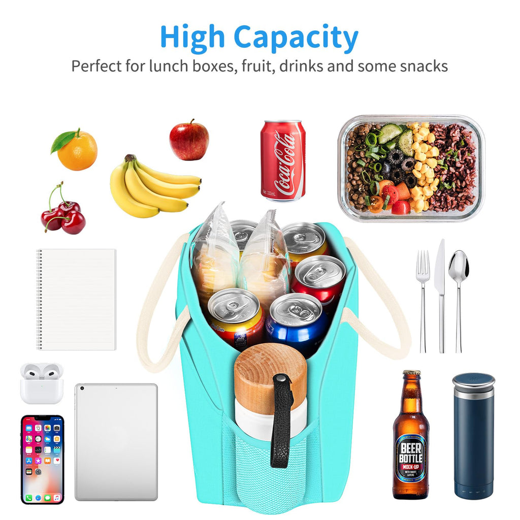 Reusable Insulated Lunch Tote Bag,Leakproof Food Handbags Case High Capacity