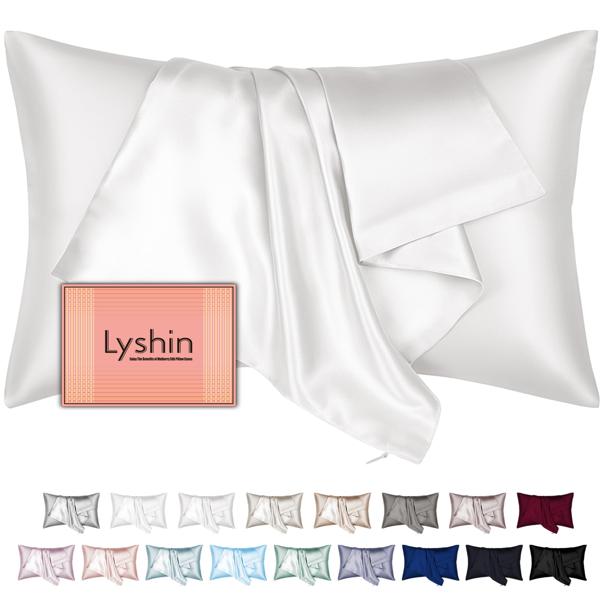 Silk Pillow Cases with Hidden Zipper, Ultra Smooth and Soft Breathable Cooling Silk Satin Pillowcase