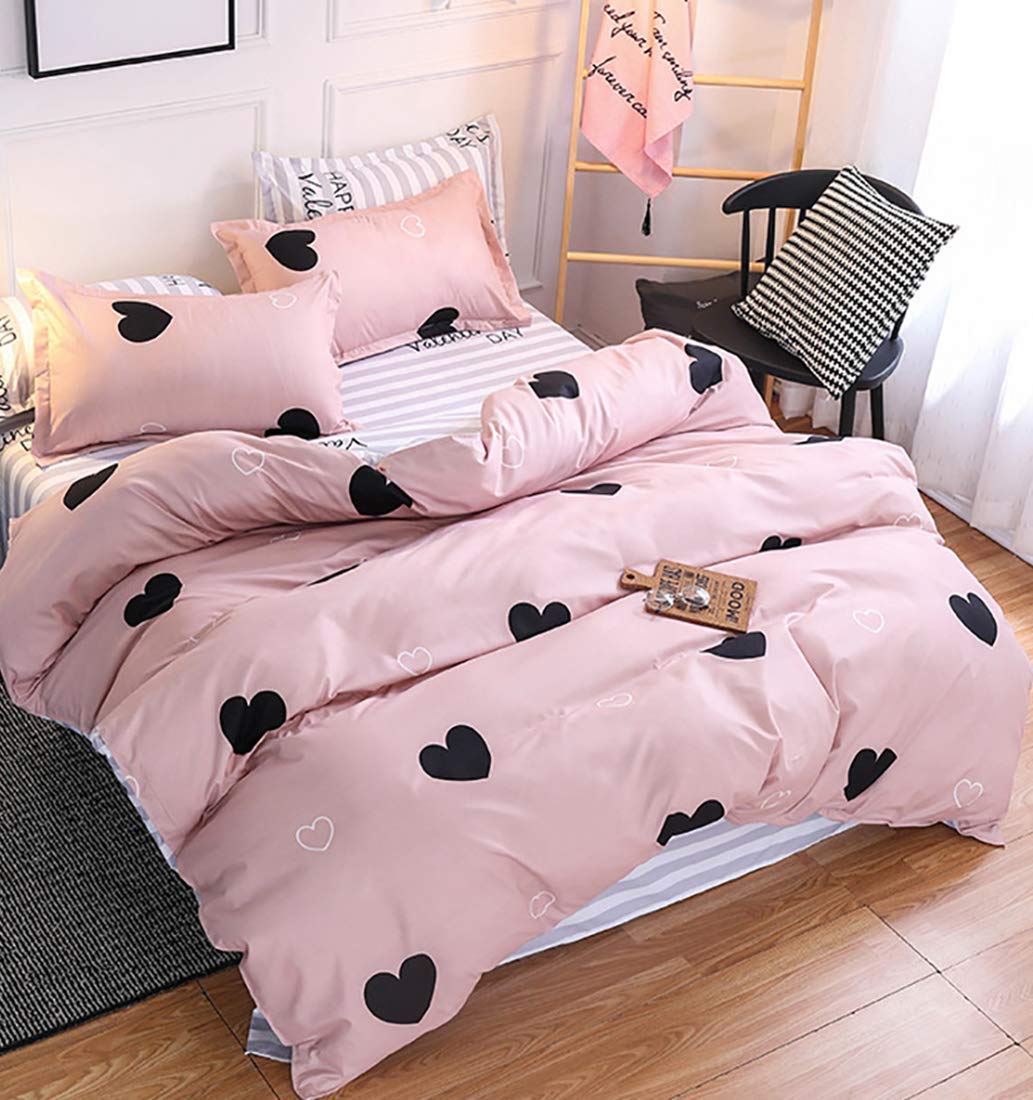 Duvet Cover Printed Bedding Set 3Pcs Girls Kawaii Pattern Comforter Cover with Zipper Closure Soft Breathable Microfiber