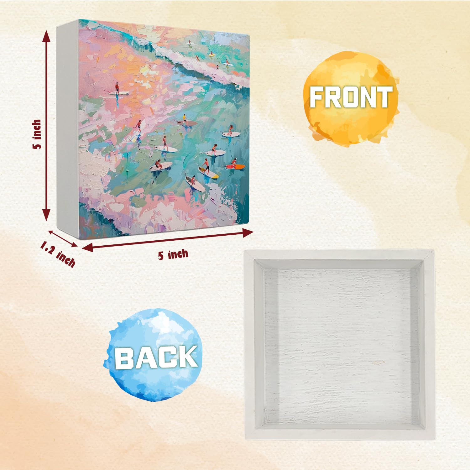 Coquette Pink Bow Champagne Wooden Box Sign, 5x5 Inch