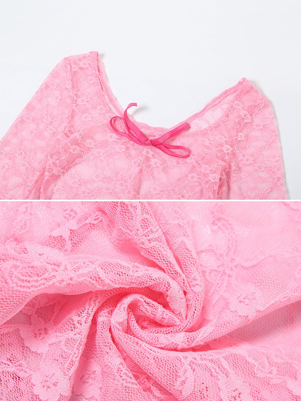 Sexy Sheer Outfits for Women Lace Long Sleeve U Neck Bodycon Jumpsuit Streetwear Rompers