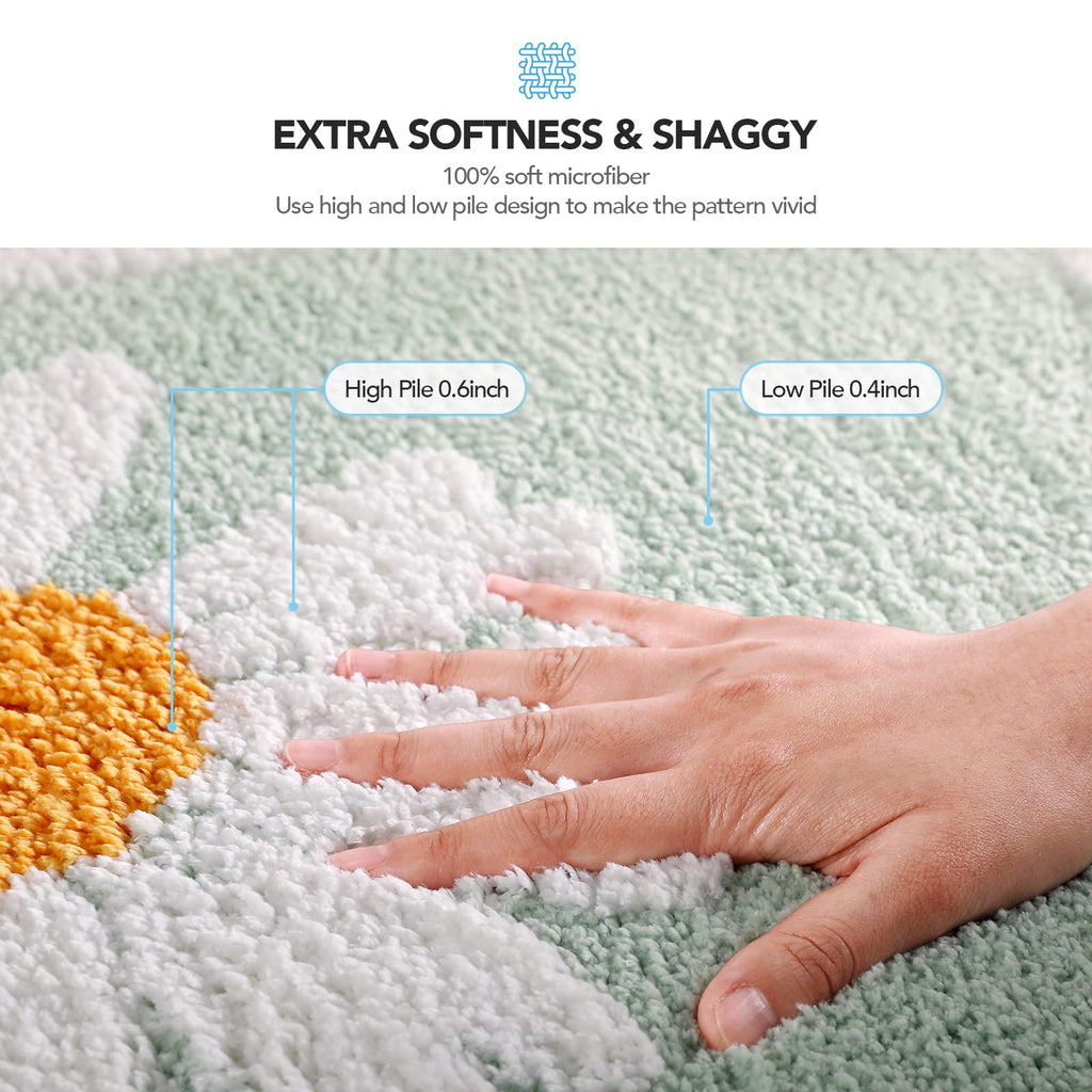 Ultra Soft Microfiber Shaggy Bathroom Mats, 17''x 25'', Extra Absorbent Bath Rugs, Machine Washable, Non-Slip Bathroom Carpet for Tub and Shower