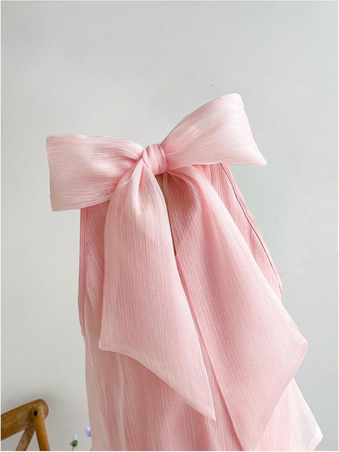 Women's Bow Knot Mesh Sheer Blouse Sleeveless Halter Flared Hem Cute Summer Top