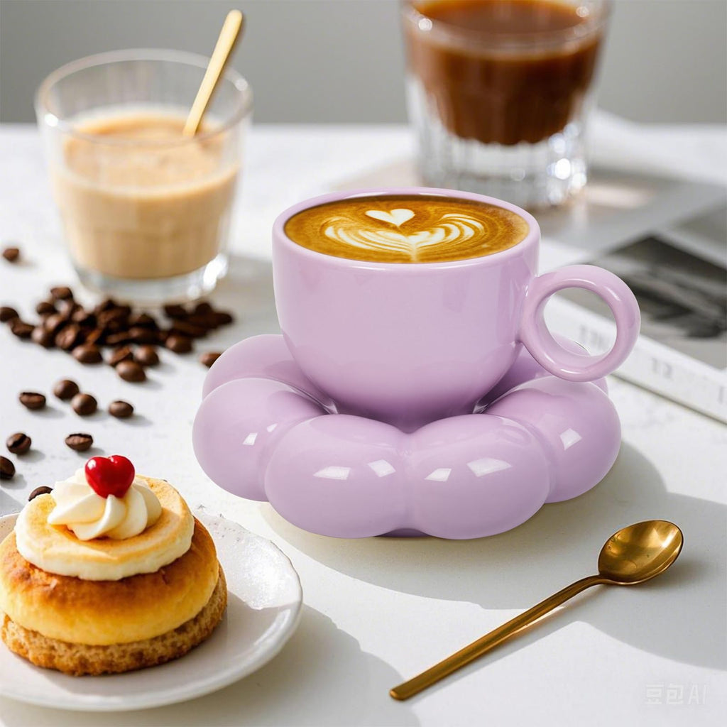 Coffee Mug, Tea Cup and Saucer Set with Spoon  10oz