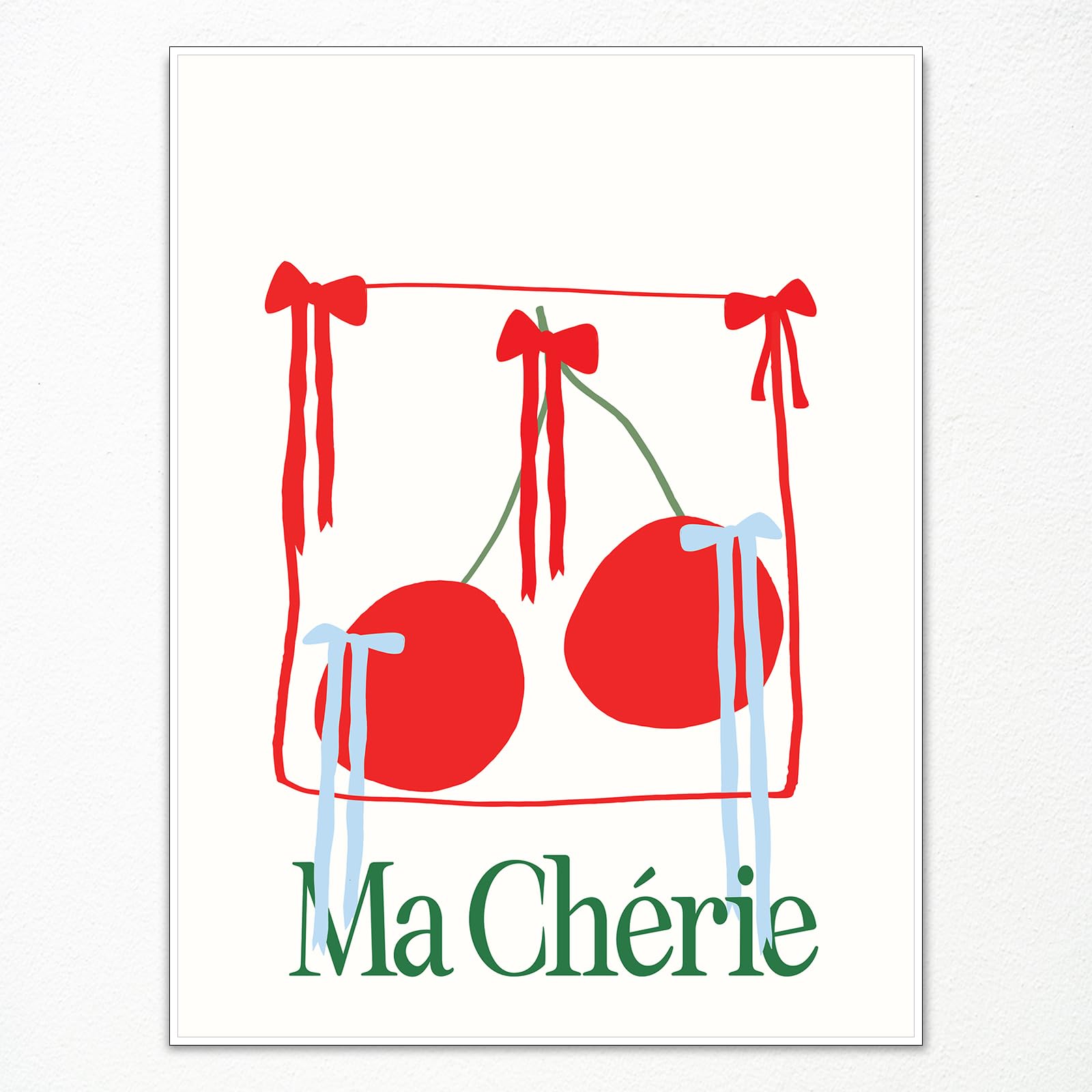 Coquette Bows Canvas Wall Art, Vintage Red Ribbon Bows Poster for Room Aesthetic, Laundry Day Room Prints