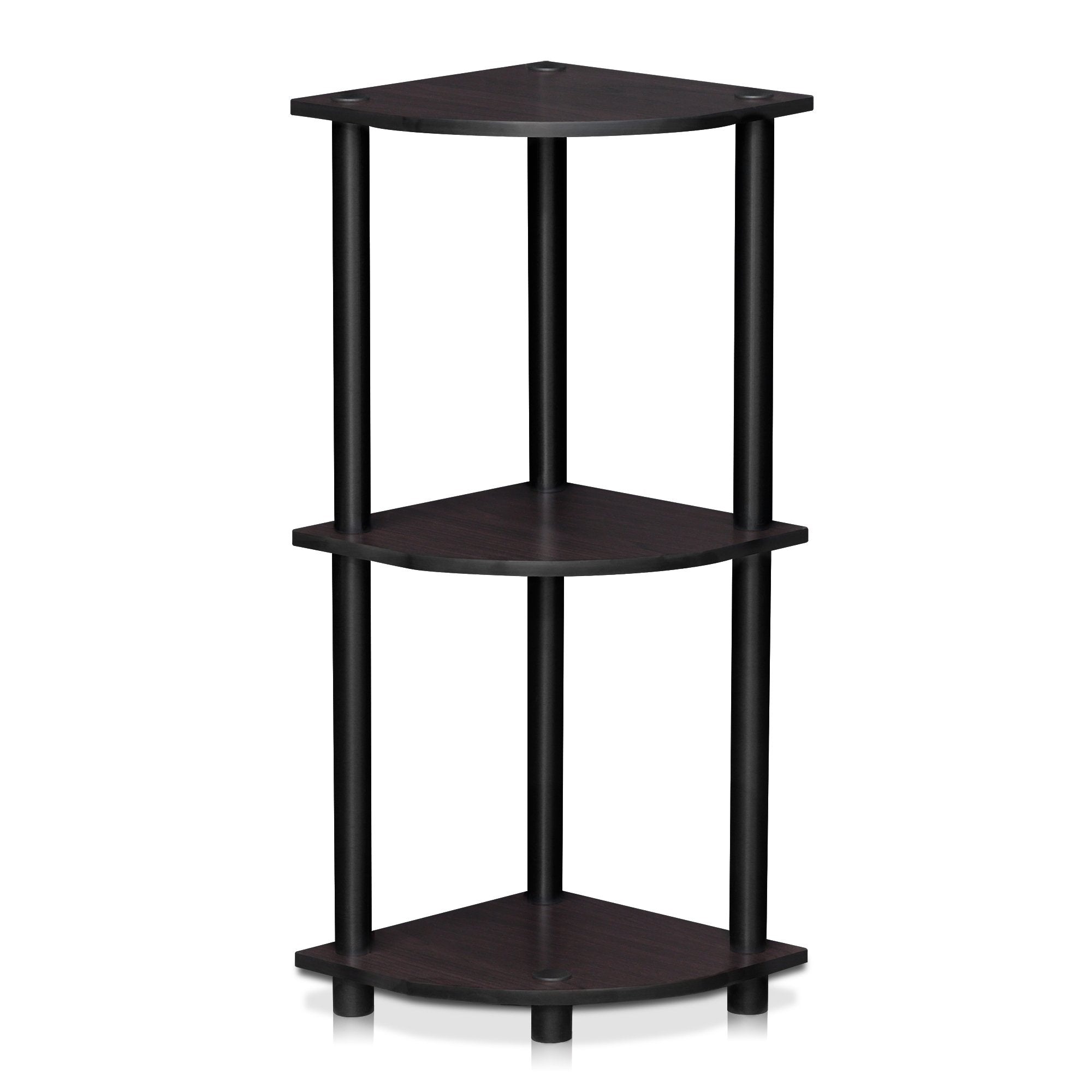 Three-Tier Round Tube Reversible Corner Display Rack Multipurpose Shelving Unit