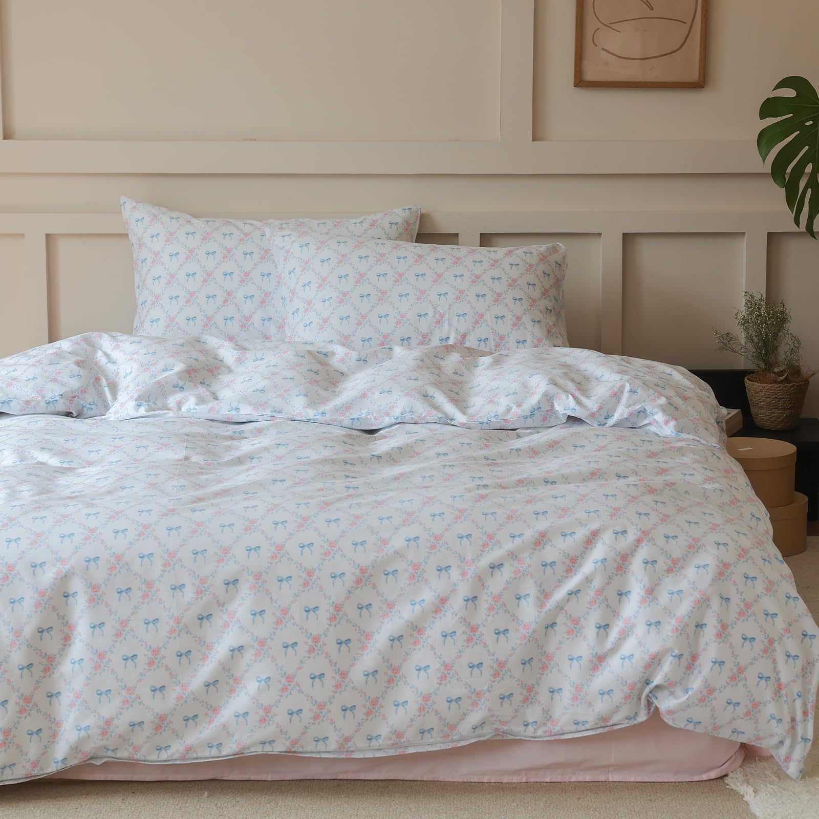 Cute Duvet Cover Sets 100% Cotton Bedding Comforter Cover Full 2 Pillowcases