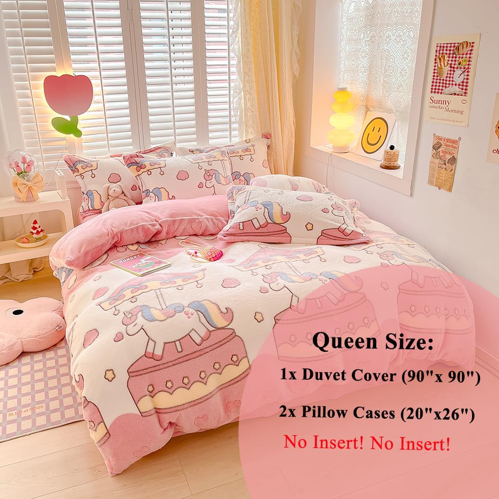 Kawaii Twin Duvet Cover Set â€?Soft Reversible Bedding with Fluffy Comforter Cover