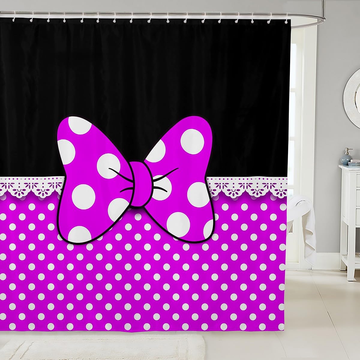 Cute Bathroom Curtains -  Waterproof Curtains, 12 Hooks Suits