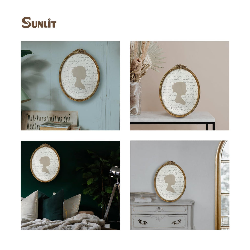 Vintage Picture Frame, Oval Antique Photo Frames with Glass Front, Luxury Photo Display, Tabletop Wall Hanging