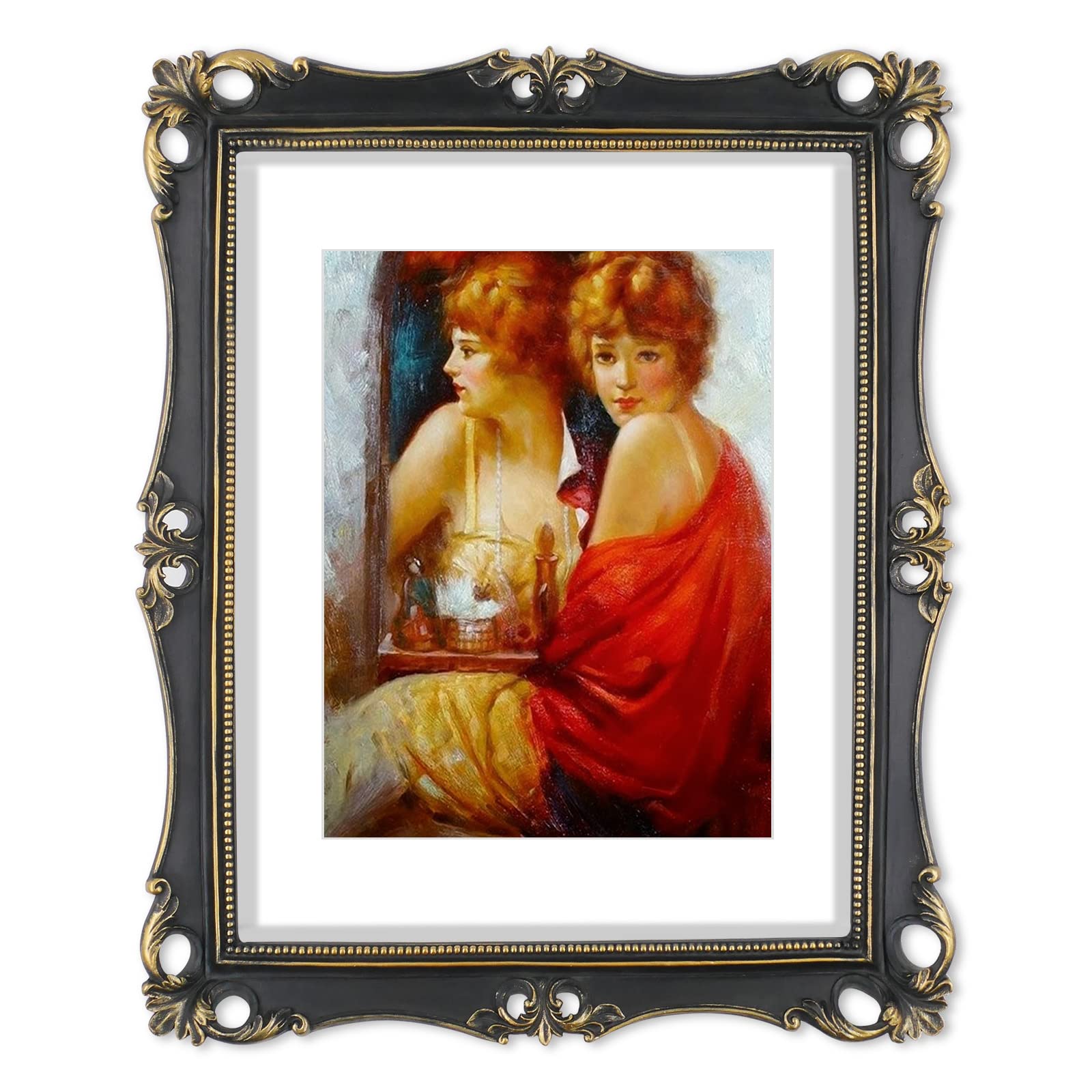 Picture Frame Antique Frame 8x10 Vintage Photo Frames 11 x 4 in with Gold Trim, Wall and Tabletop Picture Frames