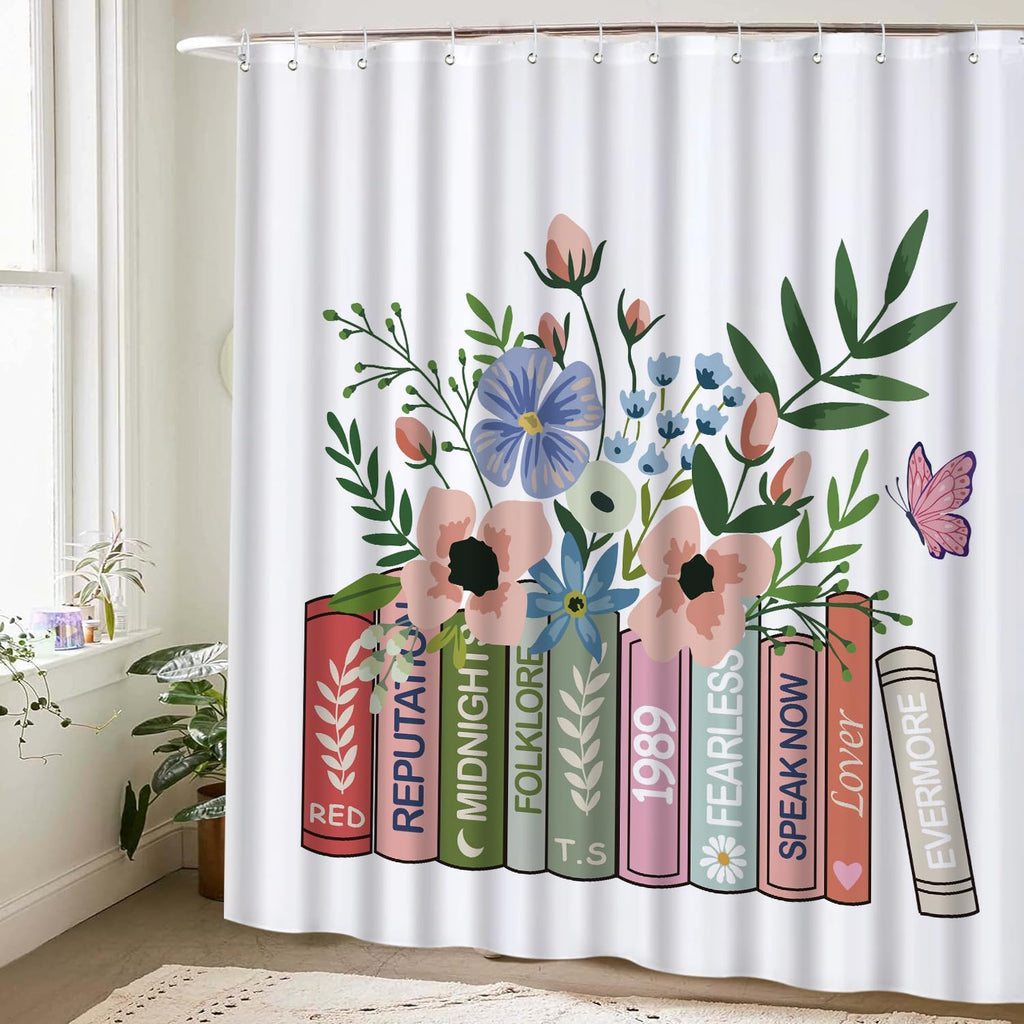 Cute Shower Curtain for Bathroom Modern Aesthetic Funky Decorative, Pretty Chic Cloth Set with Hooks, 72x72 Inch