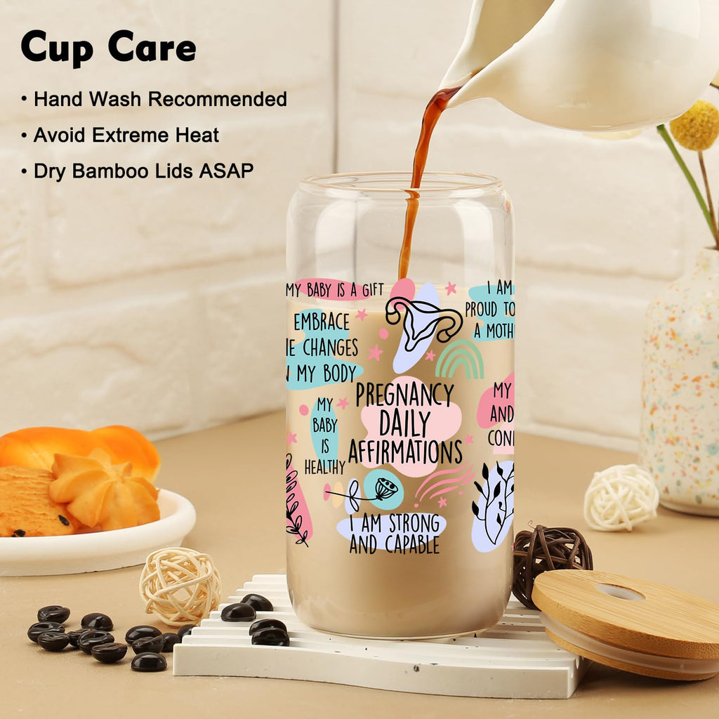 Cherry Bow Cup, Birthday Gifts for Women, Girly Gifts for Her, Sister, Mom, Colleague - 16 OZ Glass Tumbler with Straw & Lid, Coquette Iced Cup