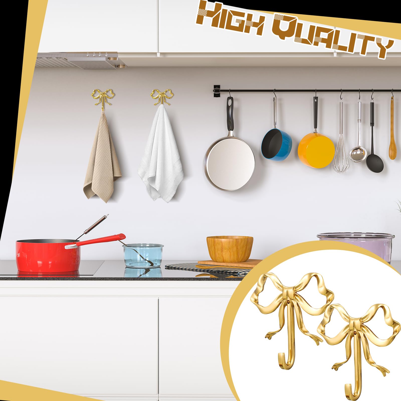 Gold Bow Knot Hooks Brass Bow Wall Door Hanger Towel