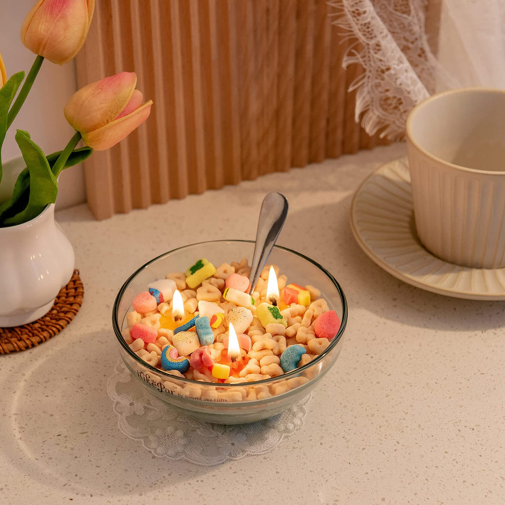 Cereal Bowl with Metal Spoon Scented Soy Candle