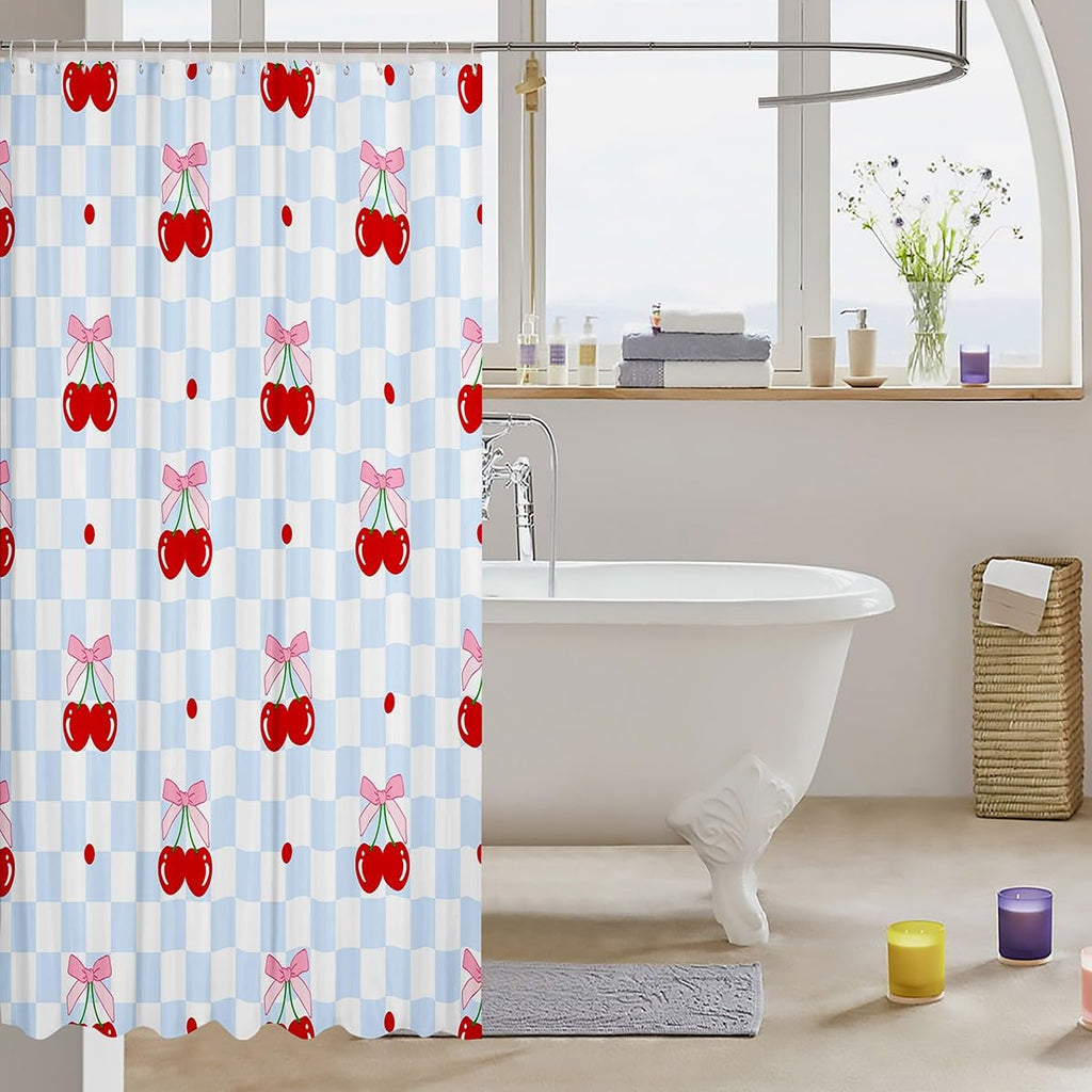 Cute Bathroom Curtains -  Waterproof Curtains, 12 Hooks Suits