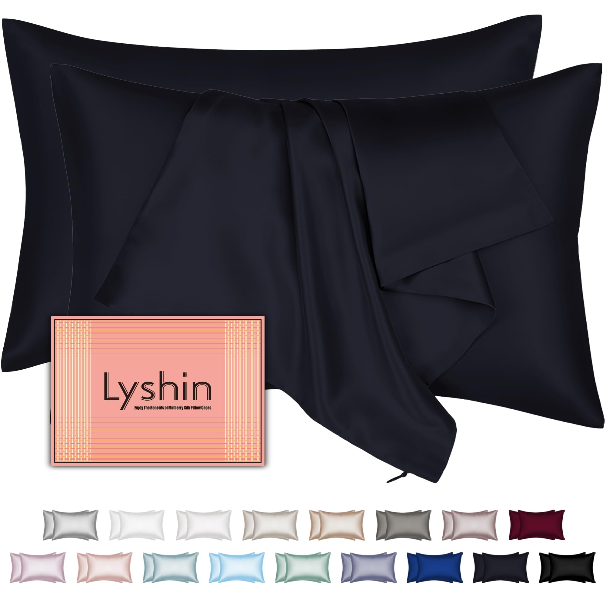 Silk Pillow Cases with Hidden Zipper, Ultra Smooth and Soft Breathable Cooling Silk Satin Pillowcase